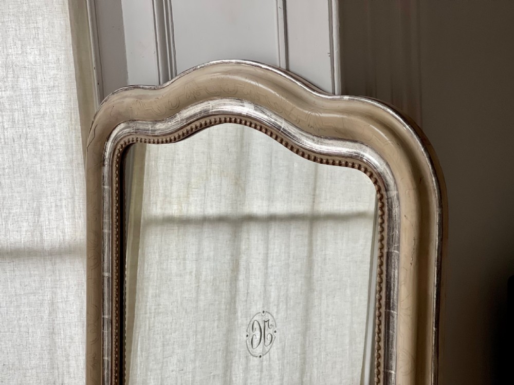 Antique French silver gilt and bare gesso mirror  View IX