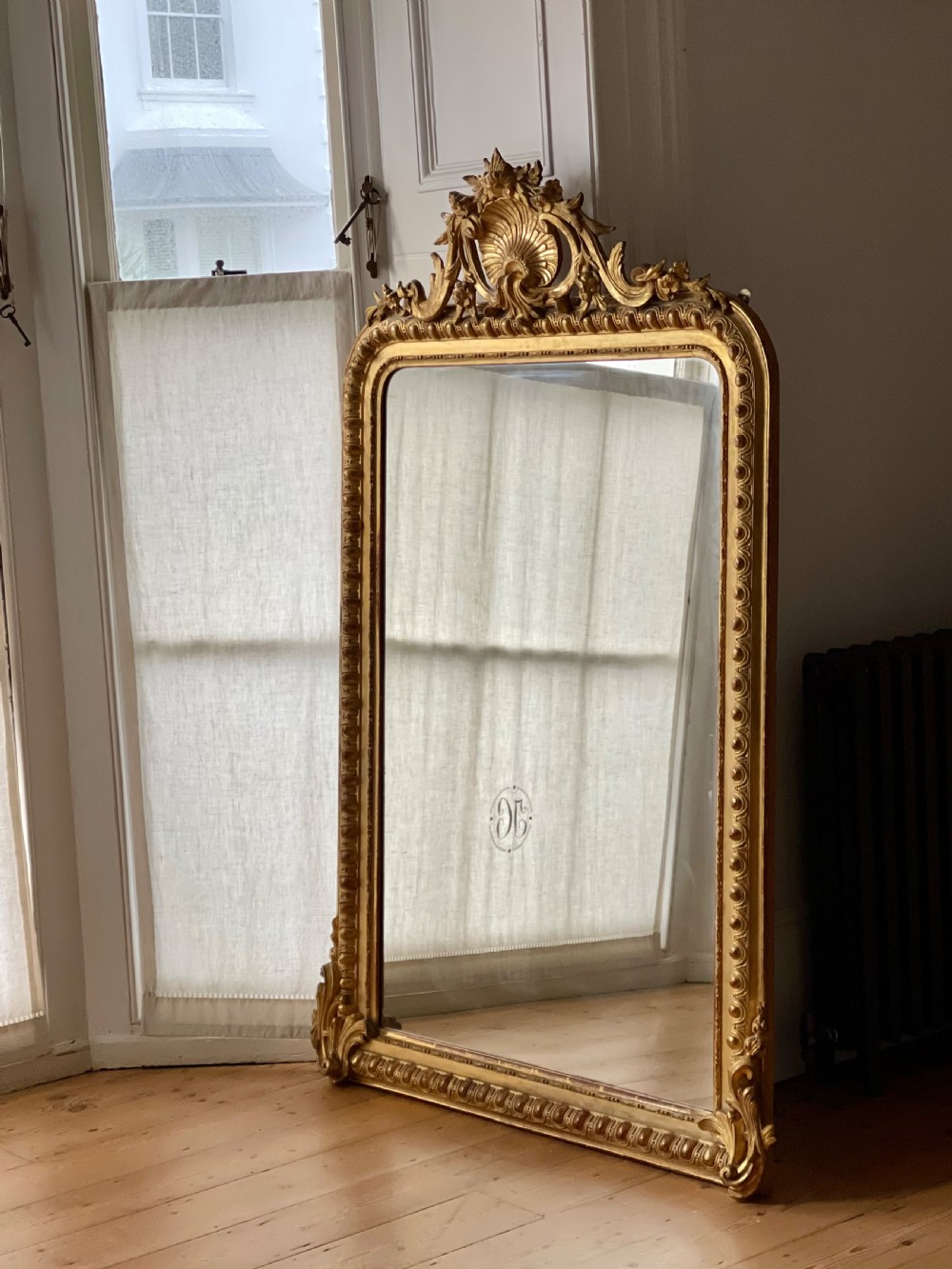 Large antique French gilt mirror 