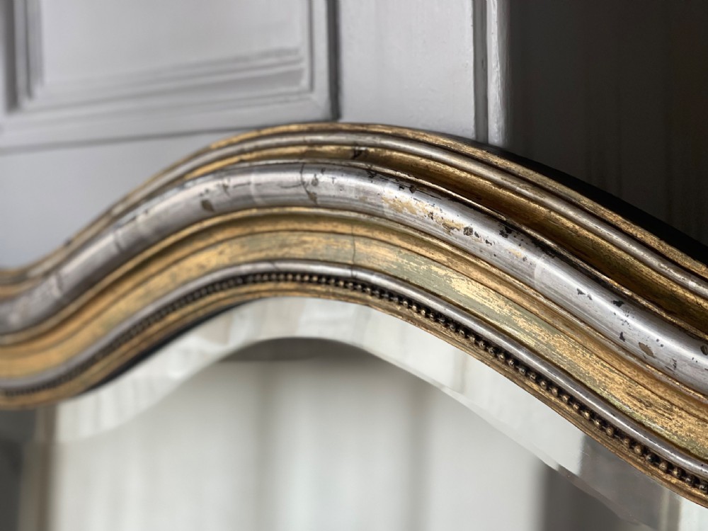 Large antique French gilt and silver gilt mirror  View III