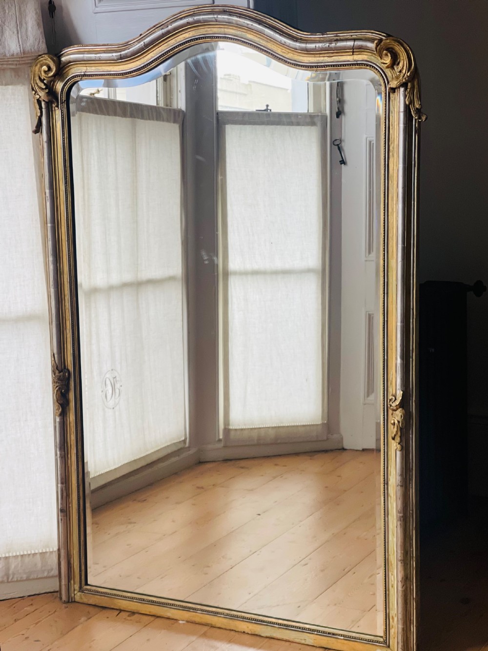 Large antique French gilt and silver gilt mirror  View IX