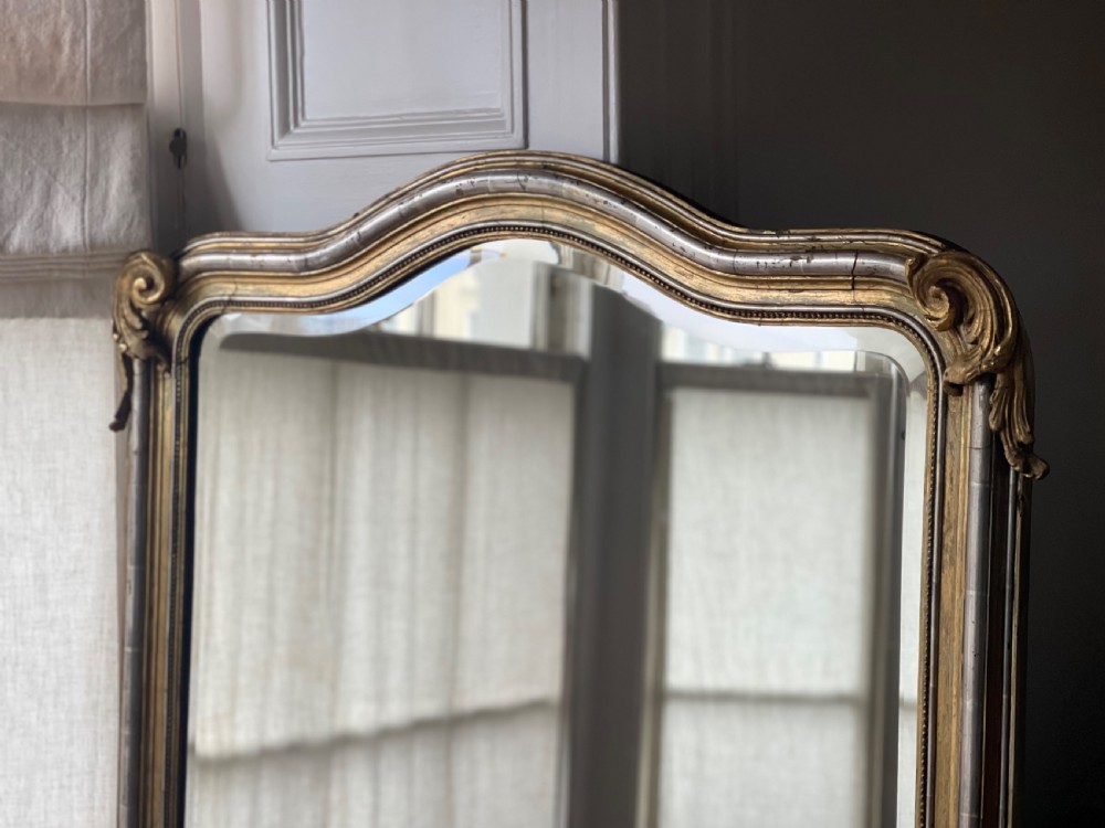 Large antique French gilt and silver gilt mirror  View X