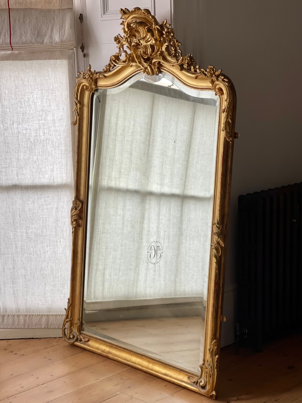 Large 19th antique  French gilt mirror View XI
