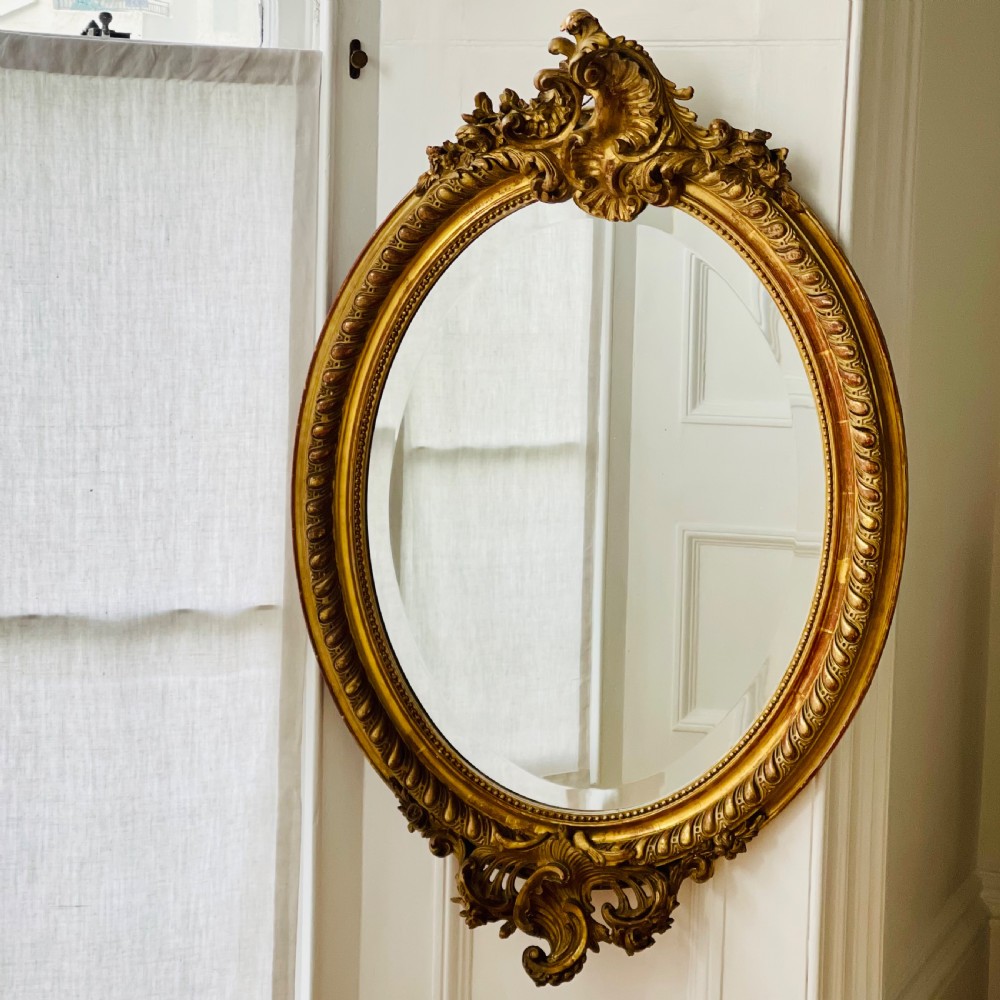 Antique French gilt oval mirror View II
