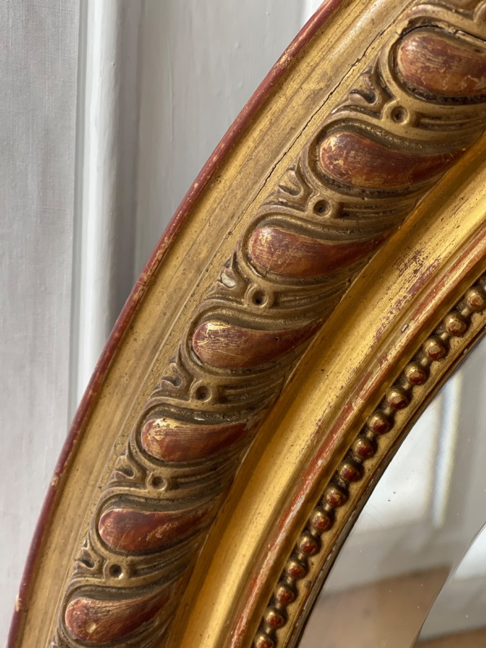 Antique French gilt oval mirror View III