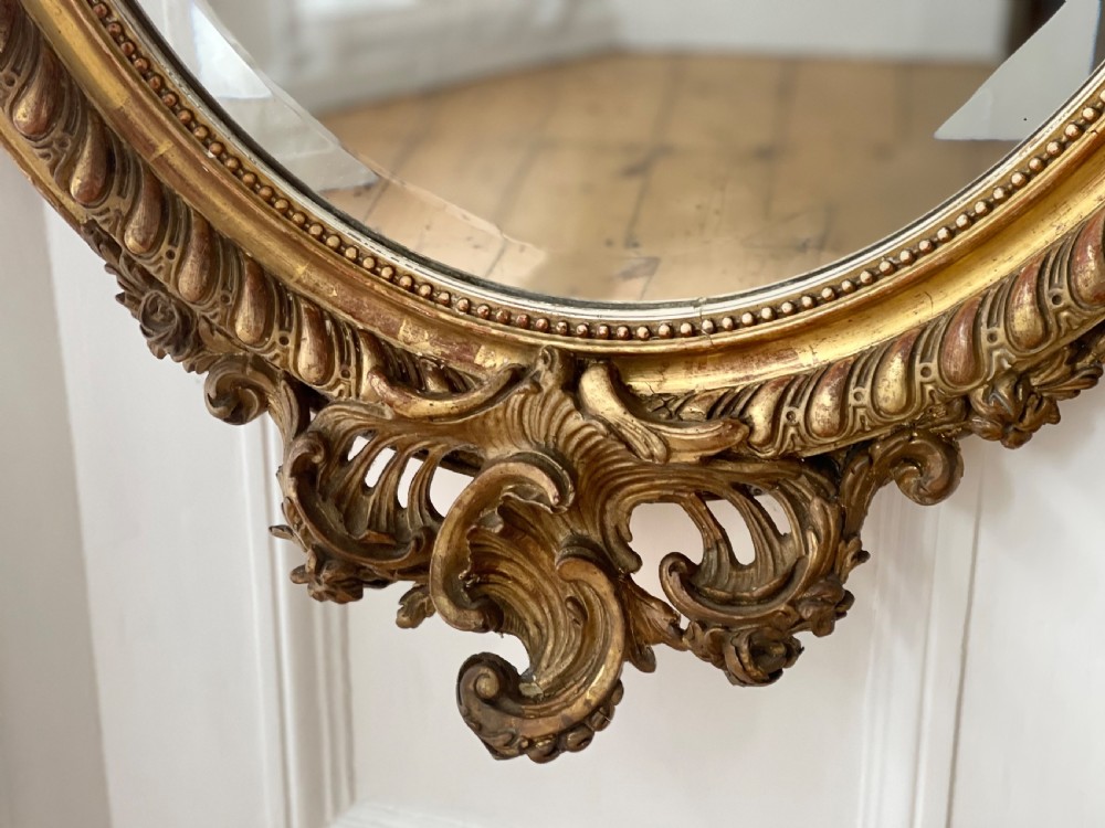 Antique French gilt oval mirror View IV
