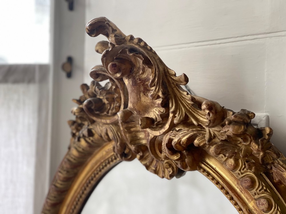 Antique French gilt oval mirror View V