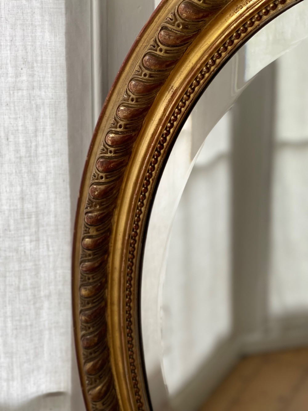 Antique French gilt oval mirror View VII