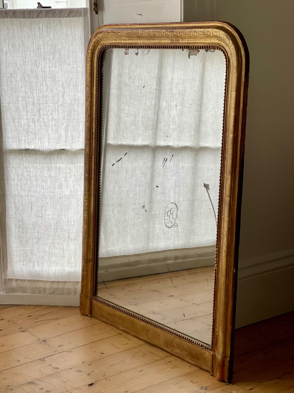 Large antique French gilt mirror - c1830 View V