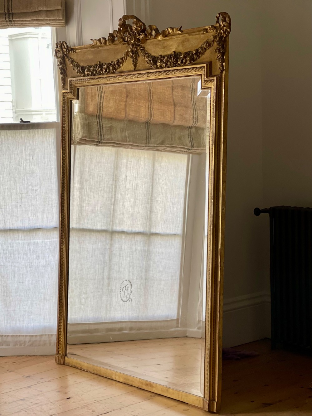 Large antique French gilt mirror 