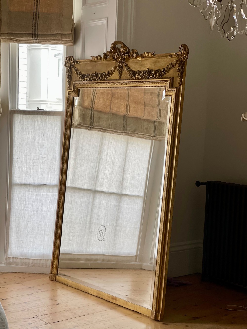 Large antique French gilt mirror  View X