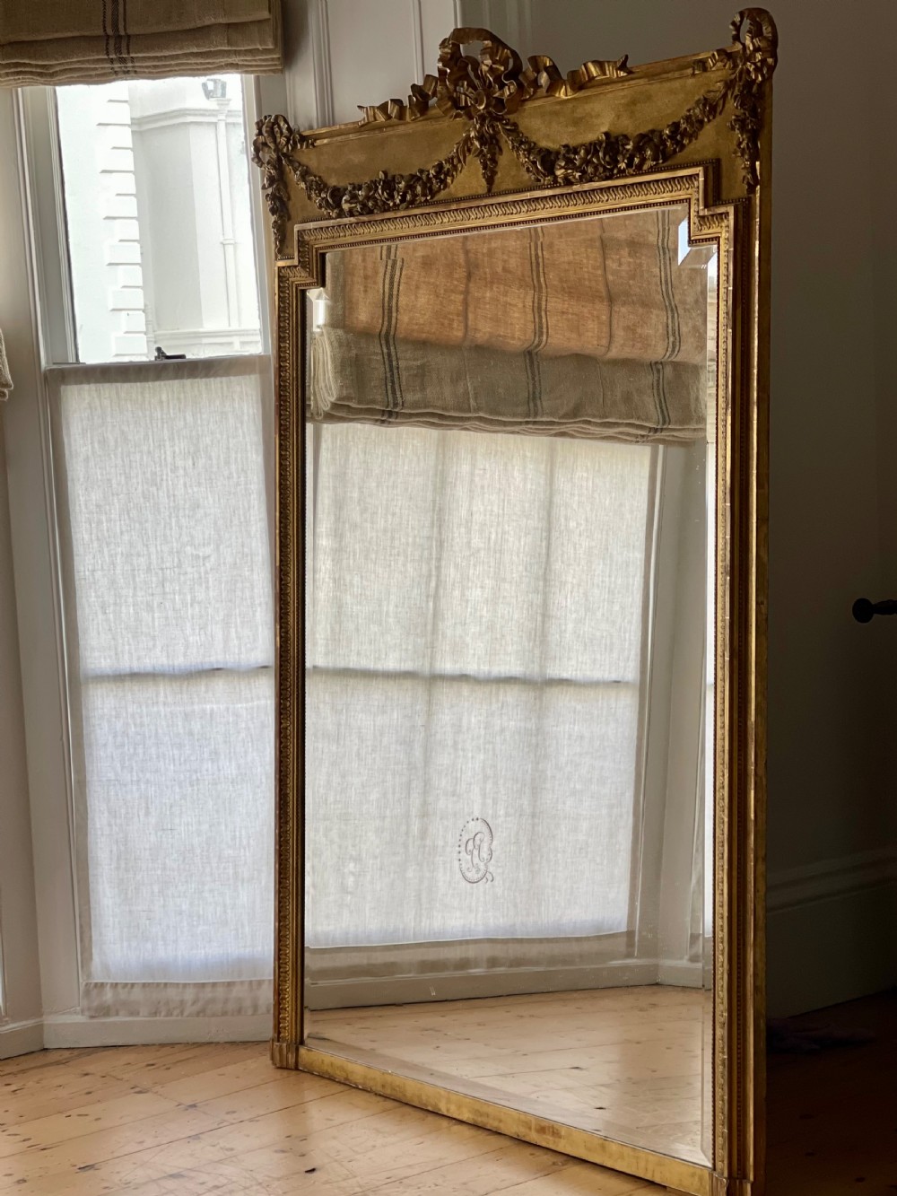 Large antique French gilt mirror  View XIII