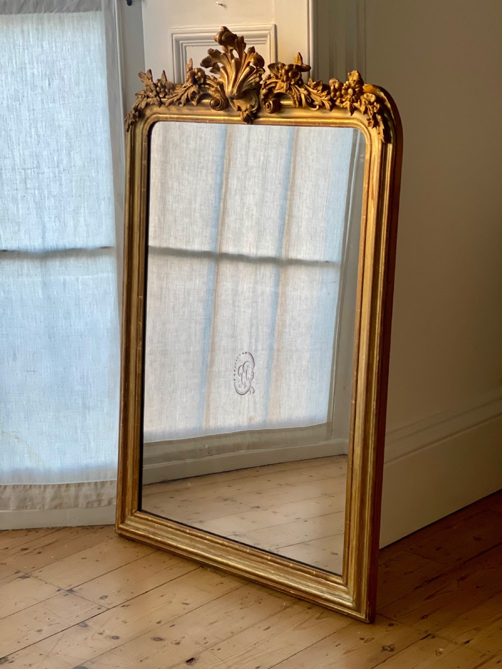 Large antique French gilt mirror 