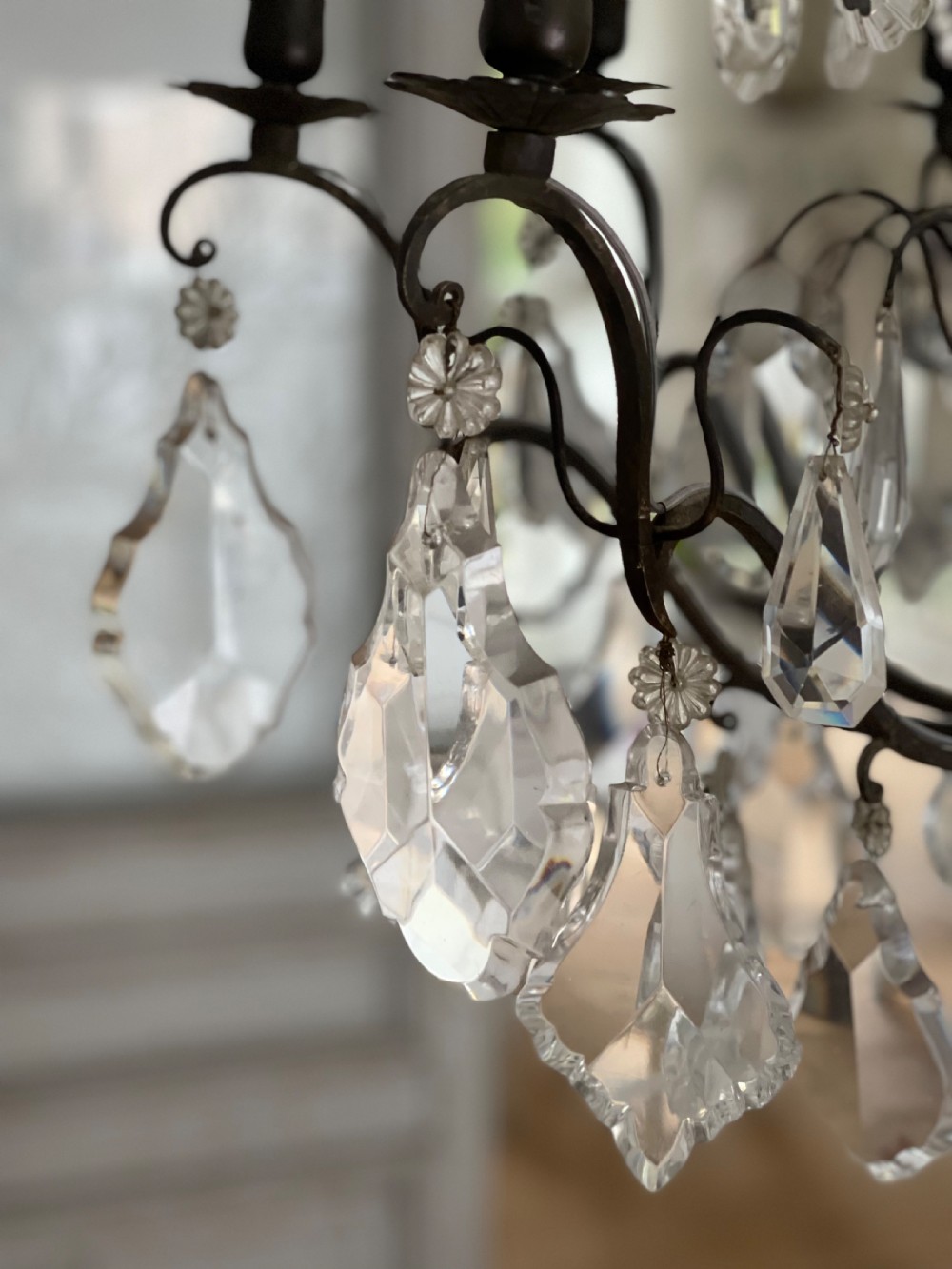 Large antique French crystal chandelier - rewired View II