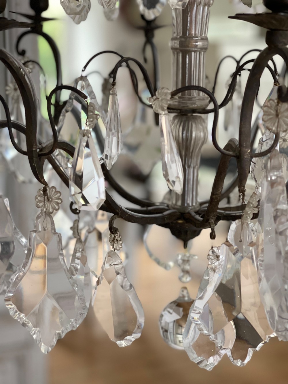 Large antique French crystal chandelier - rewired View IV