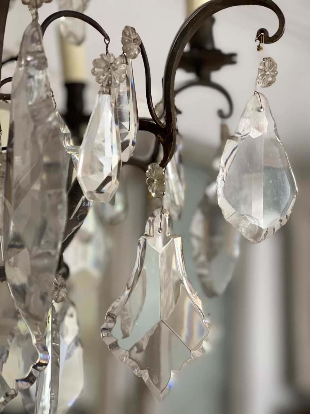Large antique French crystal chandelier - rewired View V