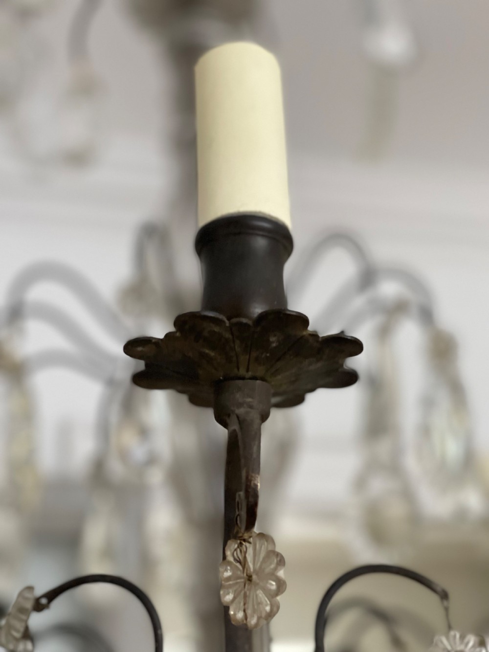 Large antique French crystal chandelier - rewired View VIII