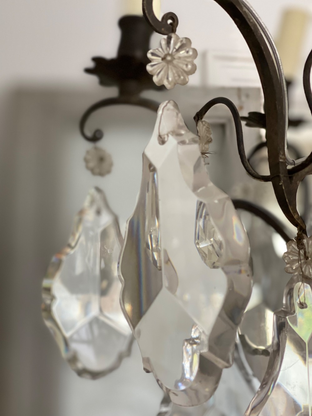 Large antique French crystal chandelier - rewired View IX