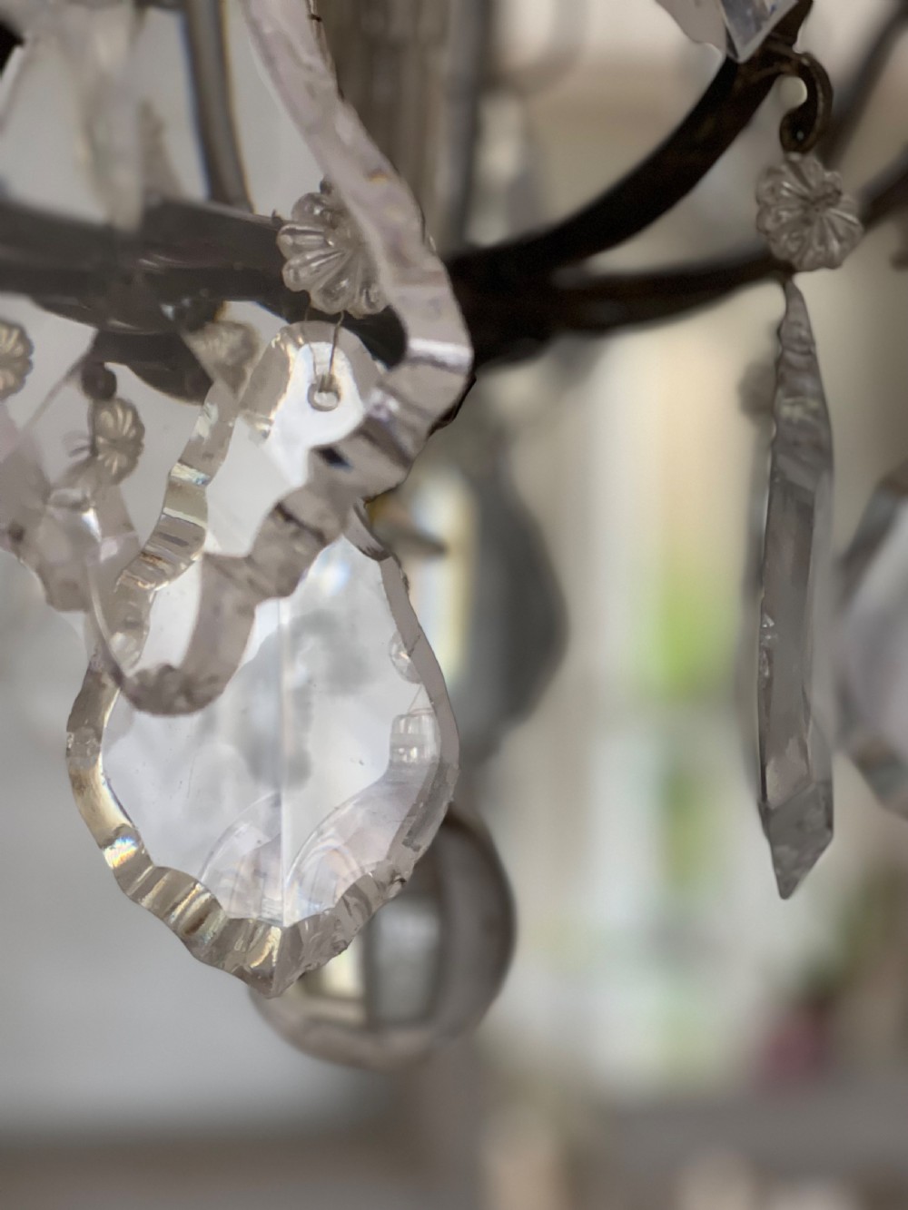 Large antique French crystal chandelier - rewired View X