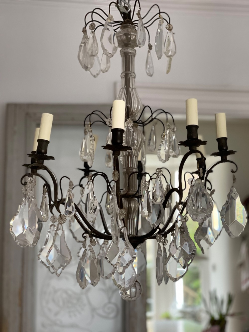 Large antique French crystal chandelier - rewired View XI