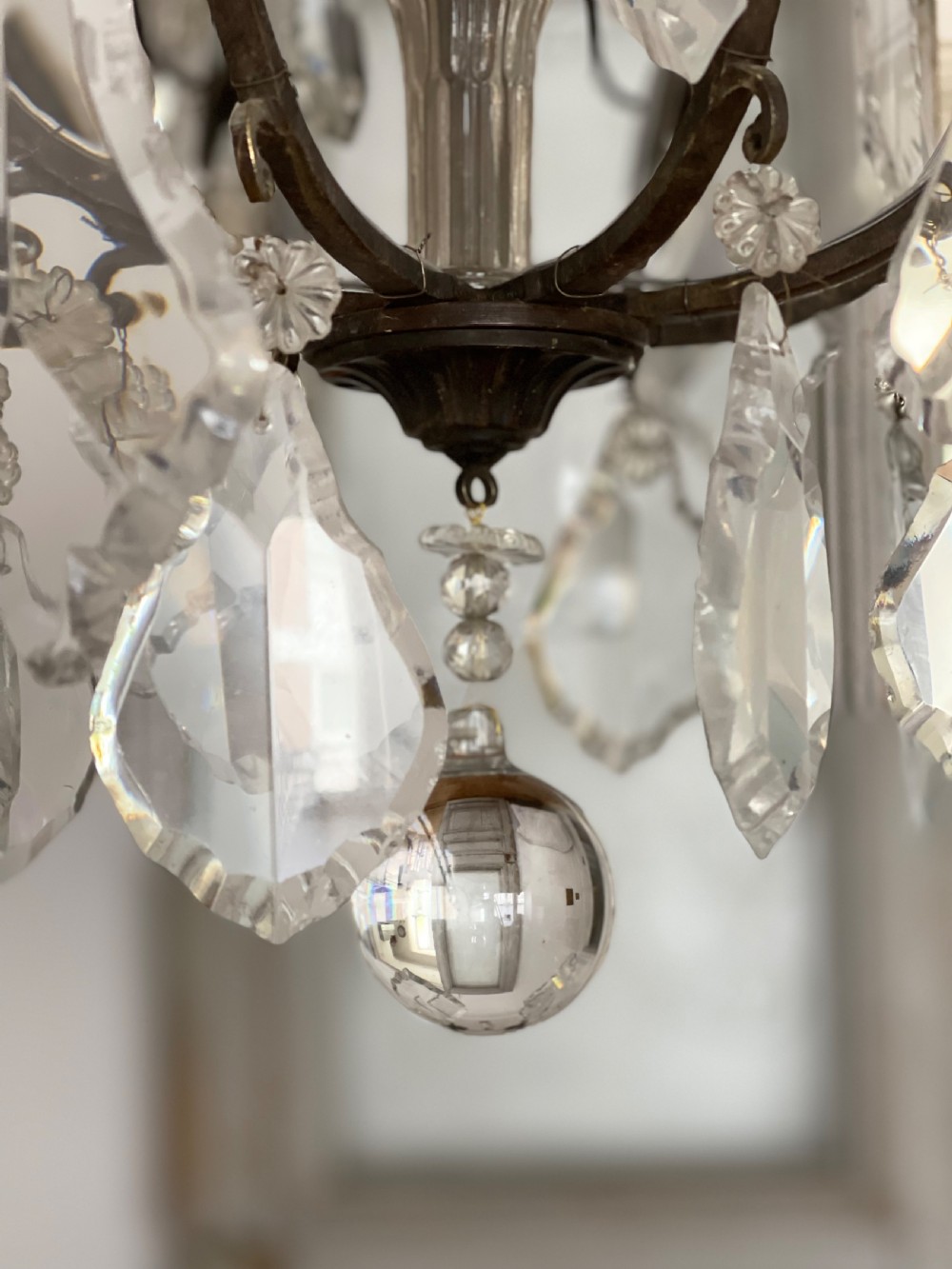 Large antique French crystal chandelier - rewired View XIII