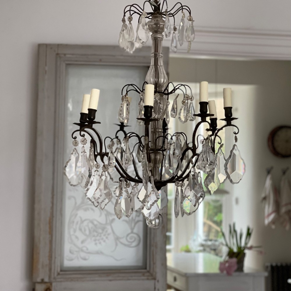 Large antique French crystal chandelier - rewired View XIV