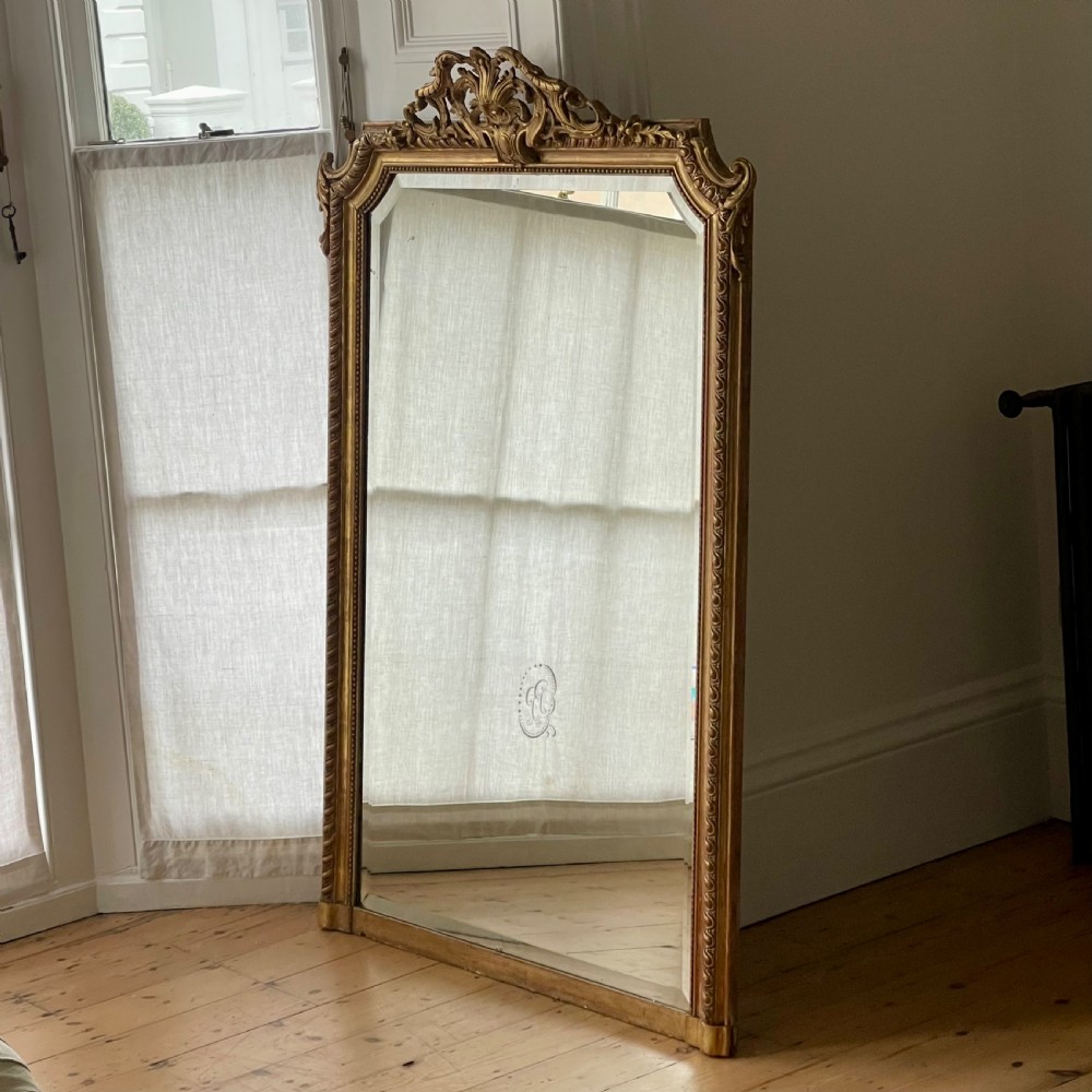 Large antique French gilt mirror - bevelled glass View IV