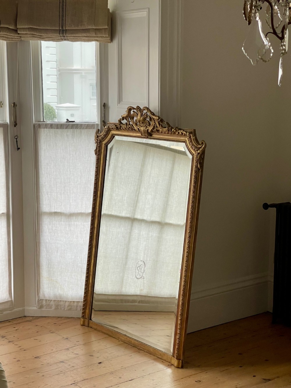 Large antique French gilt mirror - bevelled glass View VIII