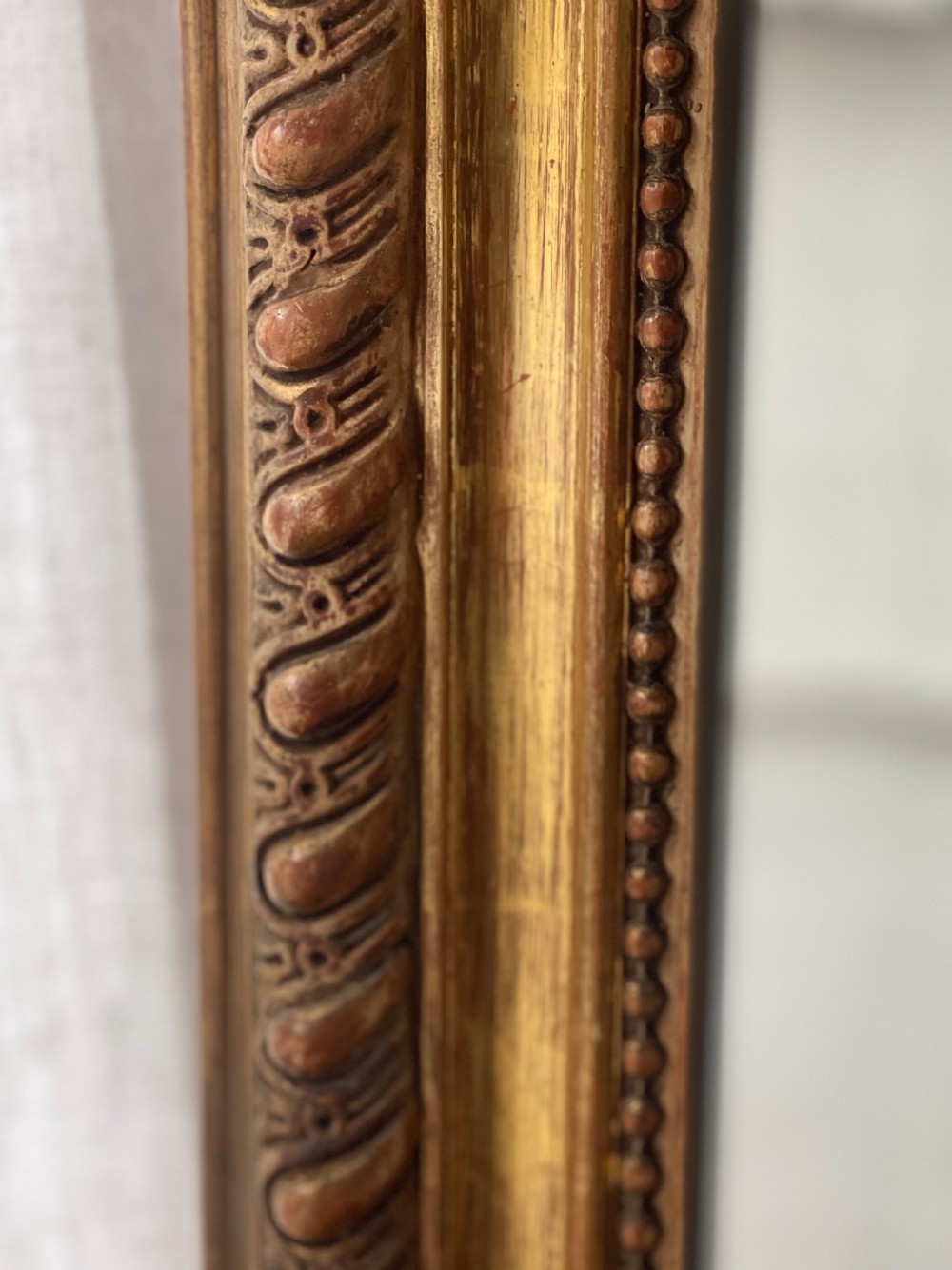 Large antique French gilt mirror - bevelled glass View IX