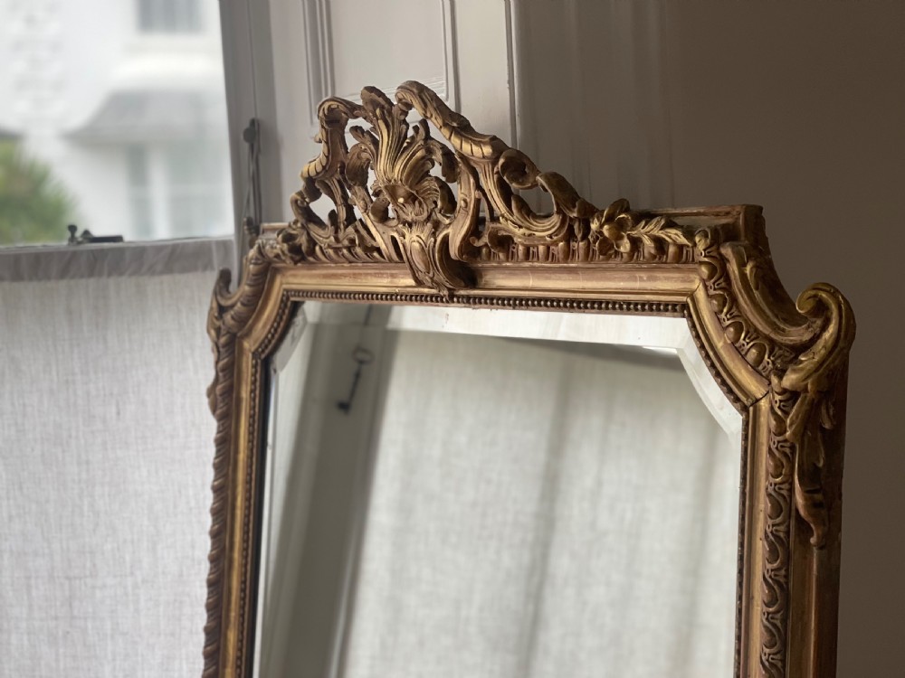 Large antique French gilt mirror - bevelled glass View X