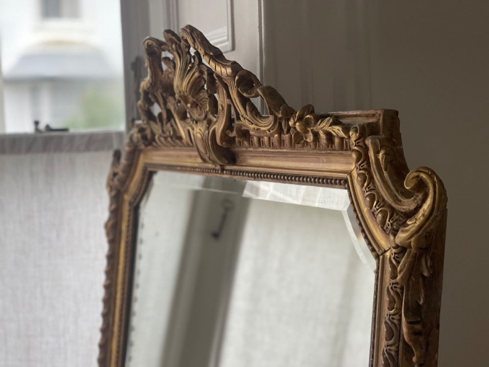 Large antique French gilt mirror - bevelled glass View XII