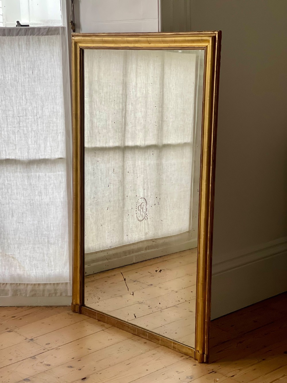 Large antique French gilt bistro mirror View II