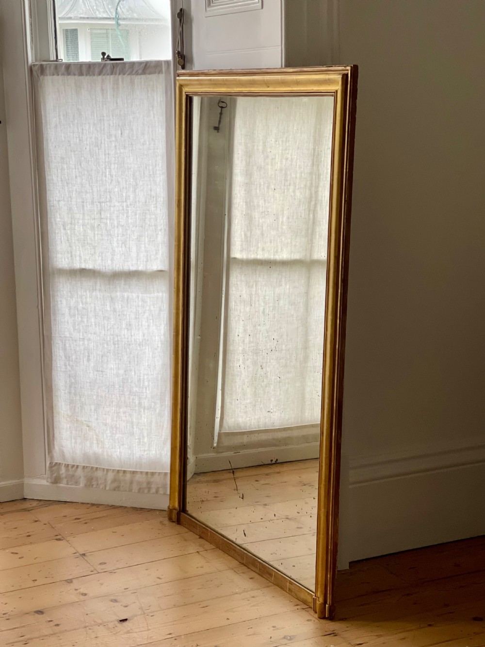 Large antique French gilt bistro mirror View III