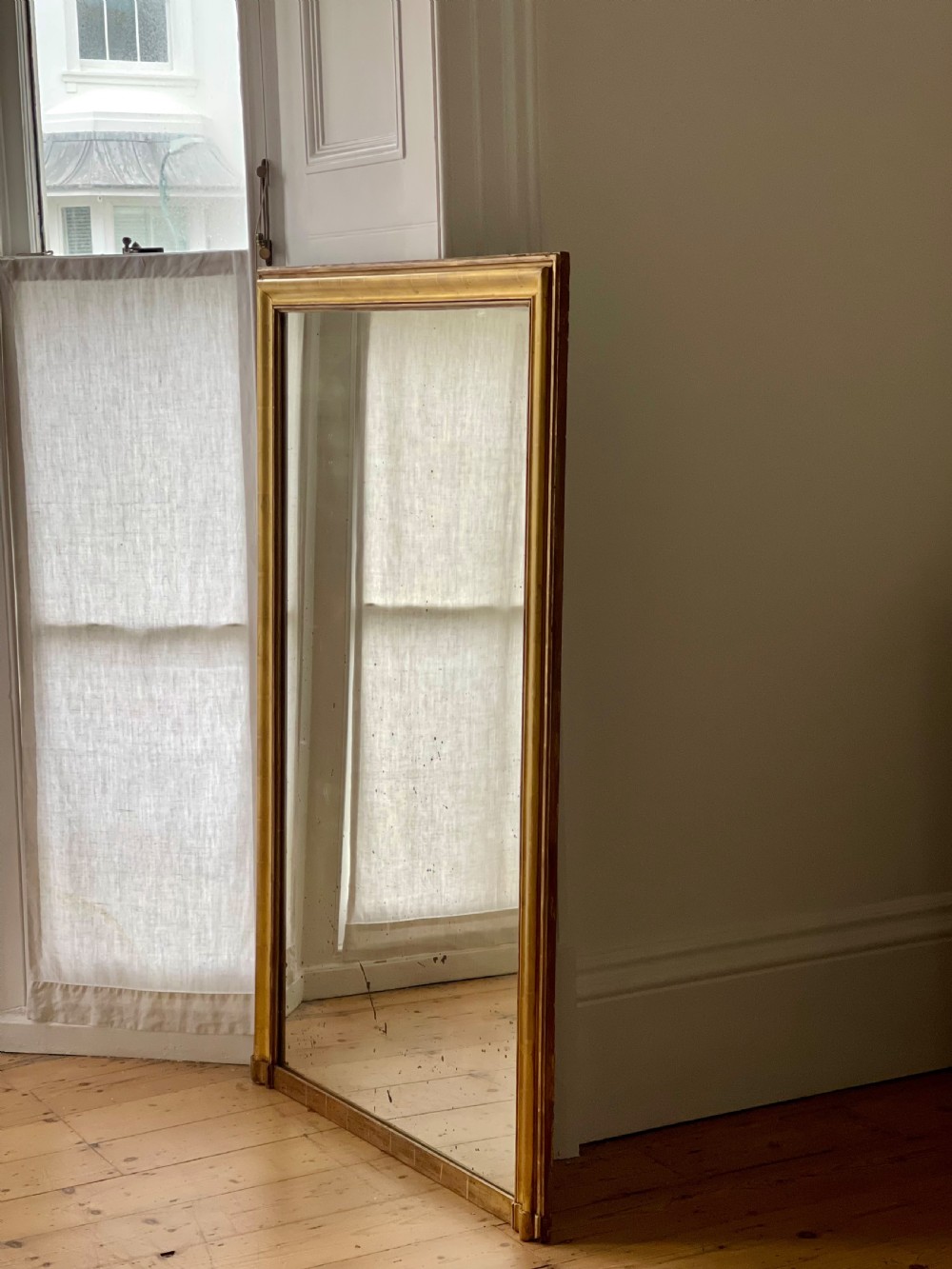 Large antique French gilt bistro mirror View IV