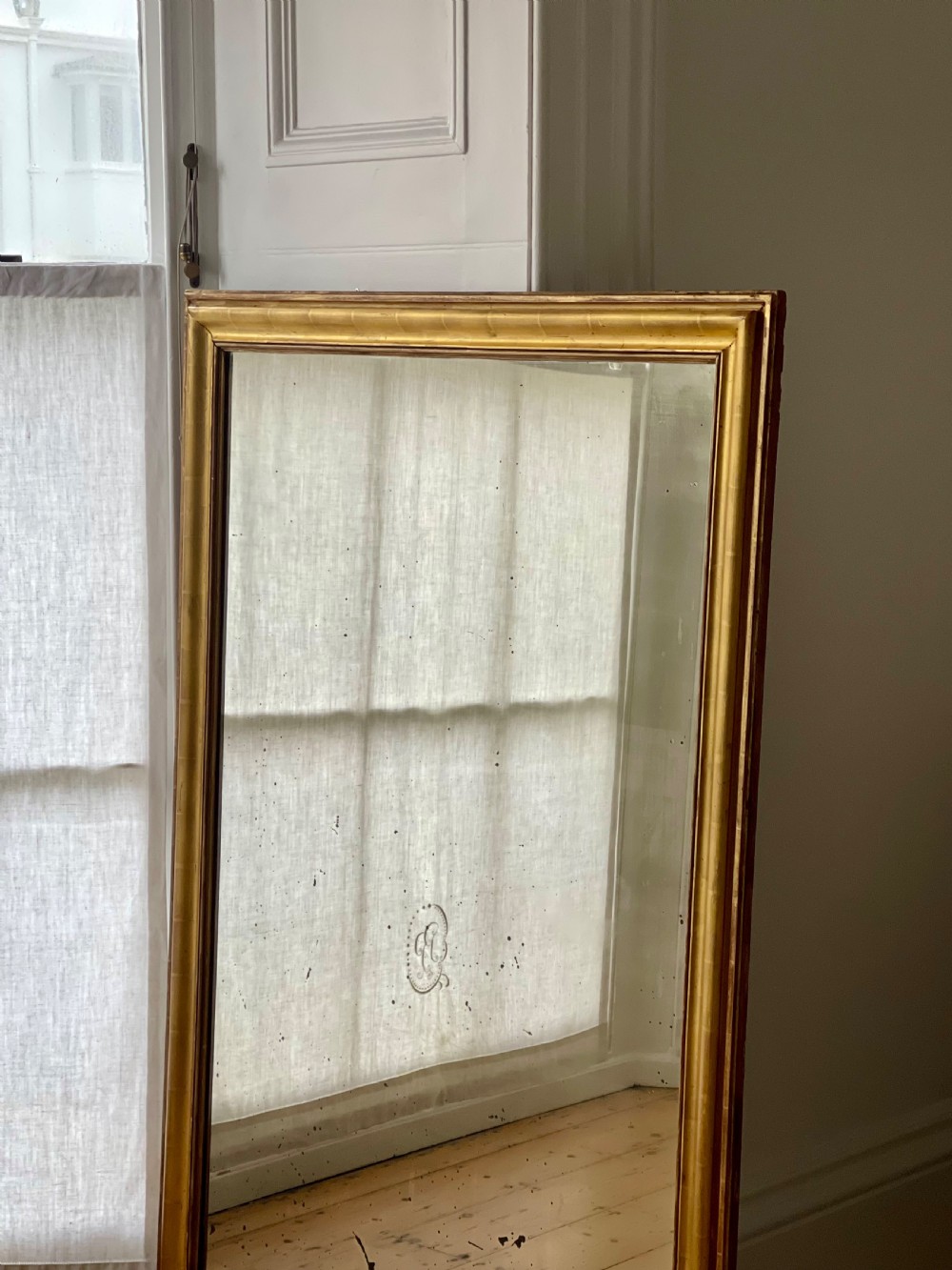 Large antique French gilt bistro mirror View V