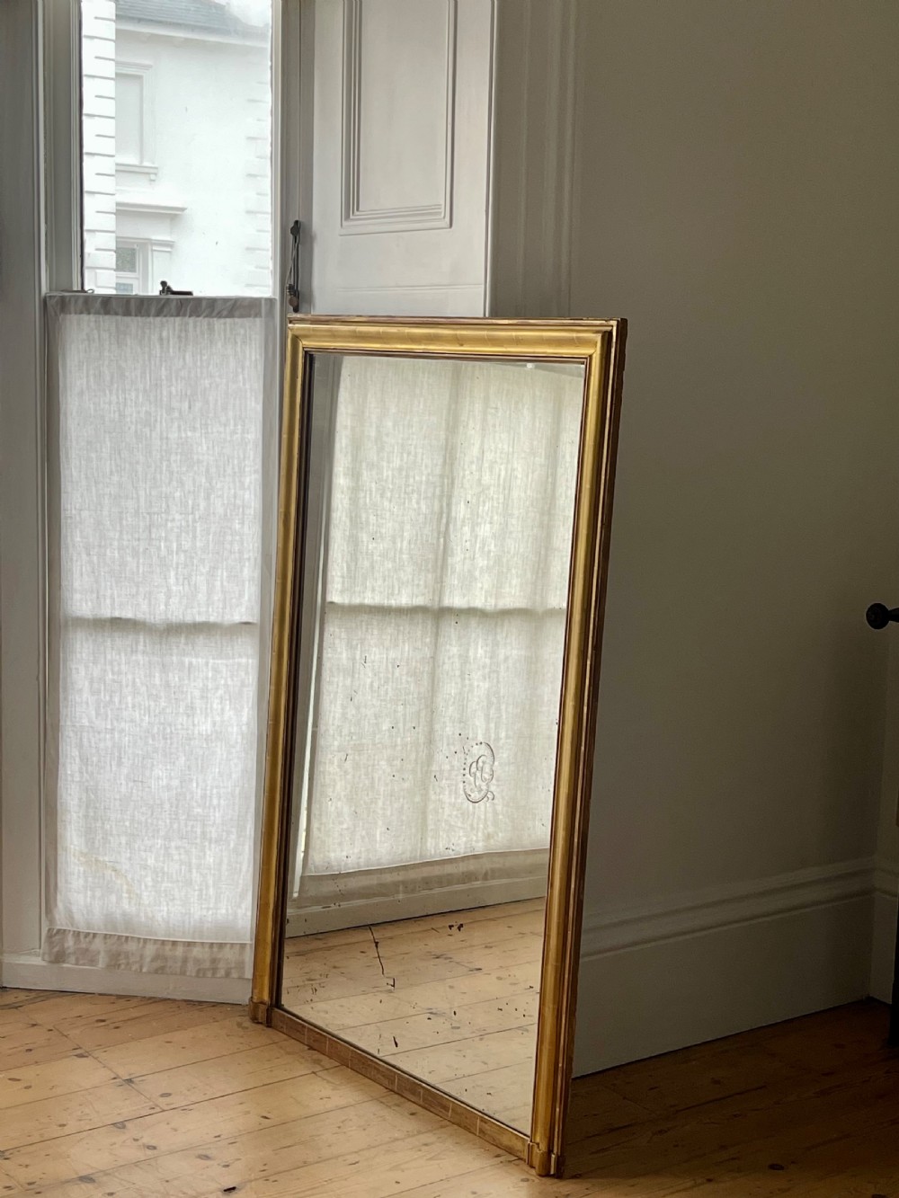 Large antique French gilt bistro mirror View VII
