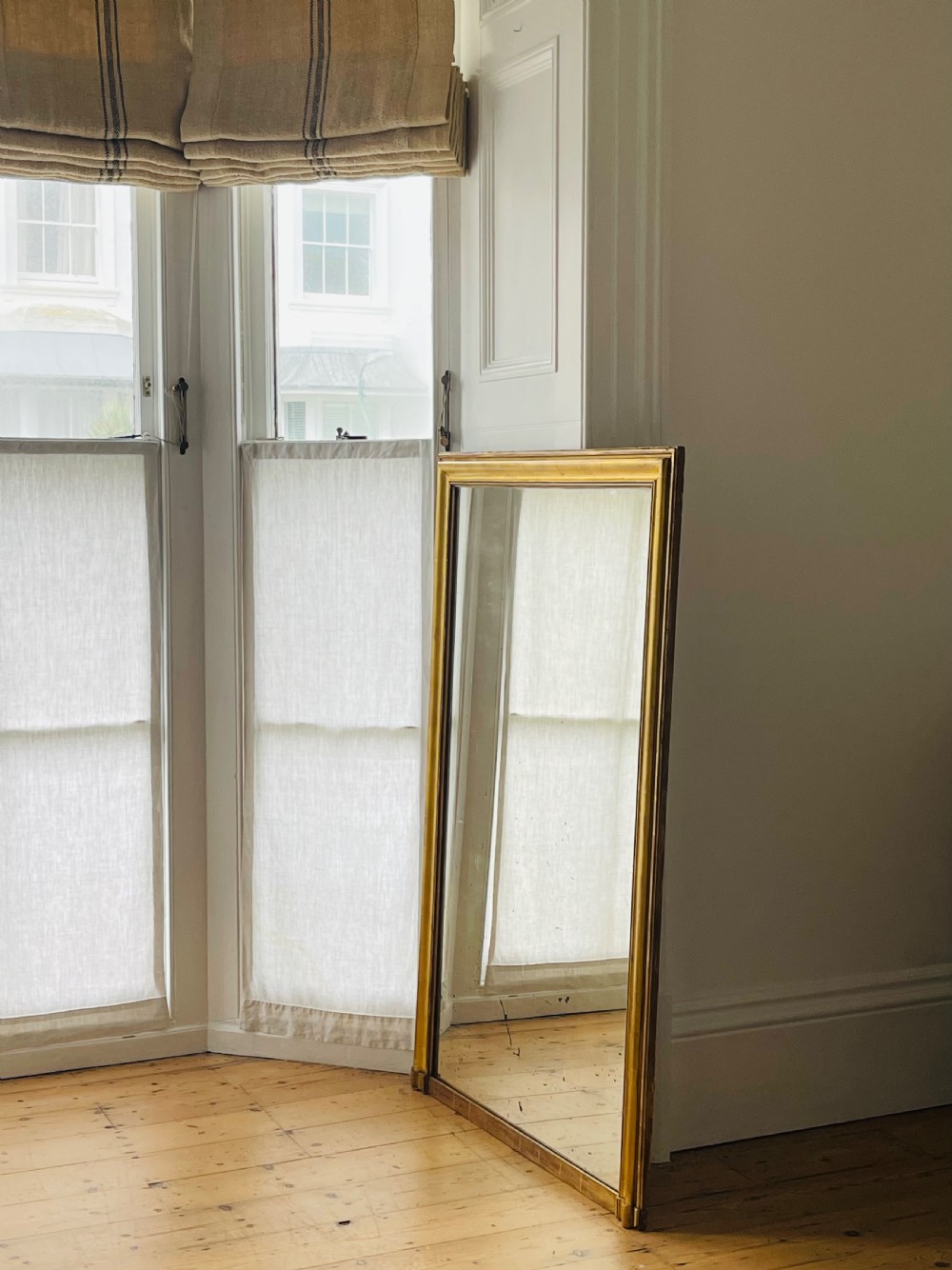 Large antique French gilt bistro mirror View IX