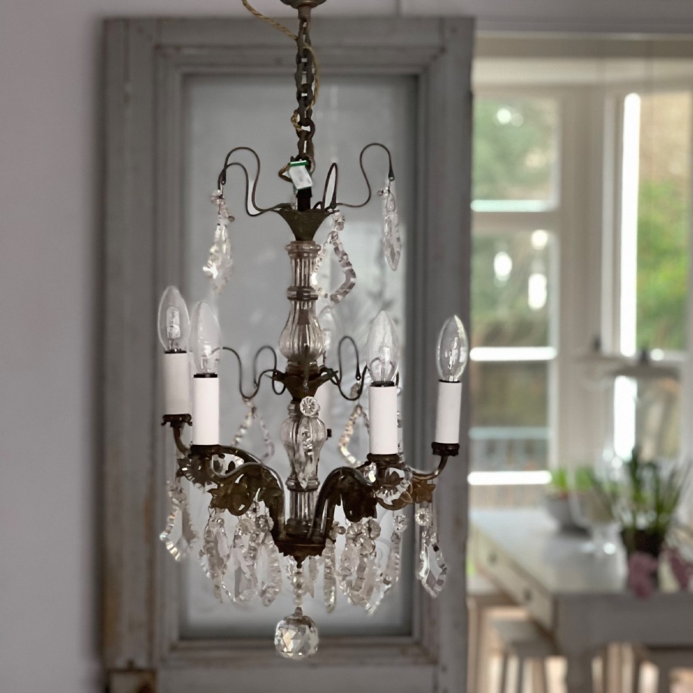 Antique French crystal chandelier - rewired View II