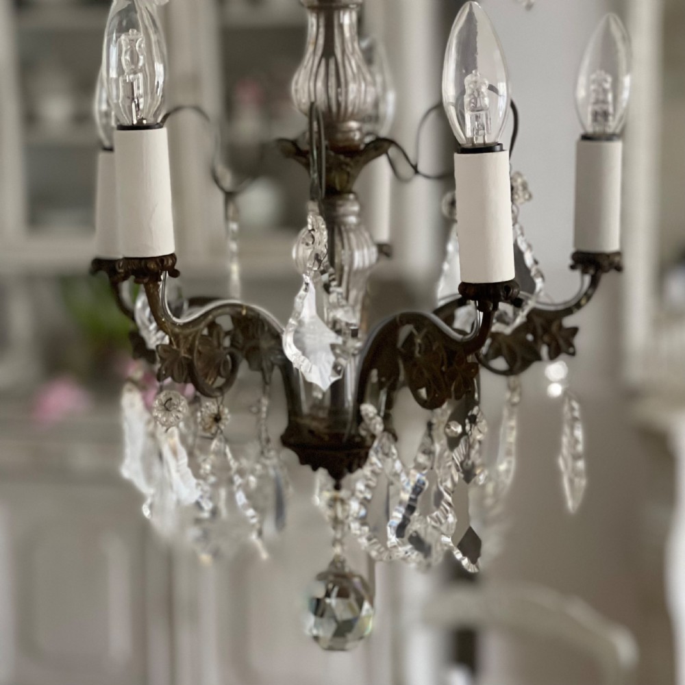 Antique French crystal chandelier - rewired View VIII
