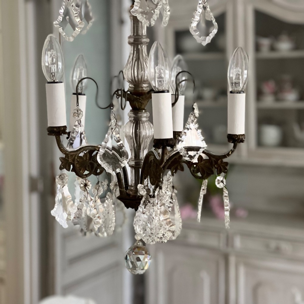Antique French crystal chandelier - rewired View IX