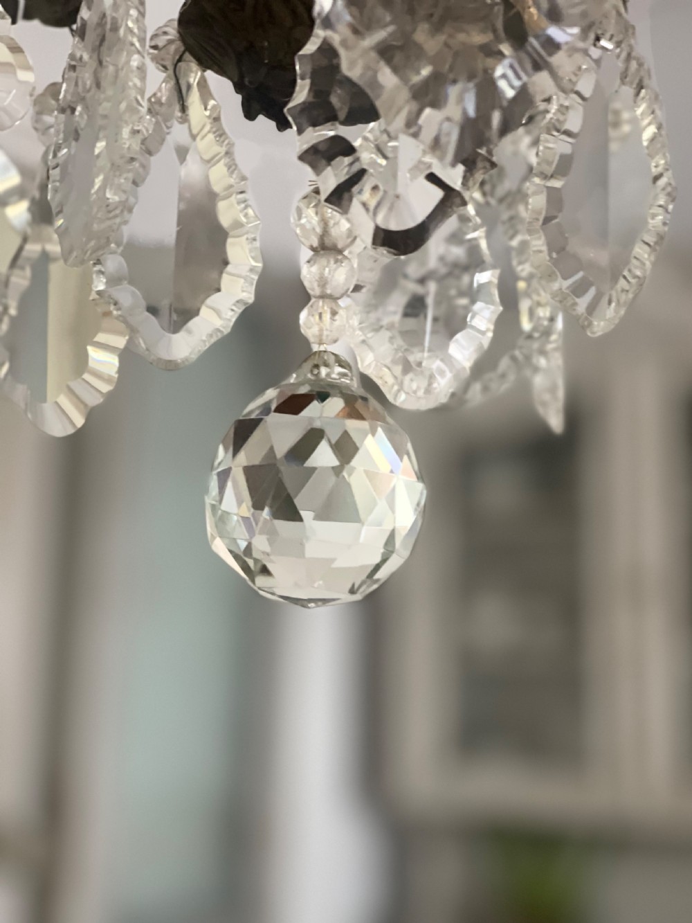 Antique French crystal chandelier - rewired View X