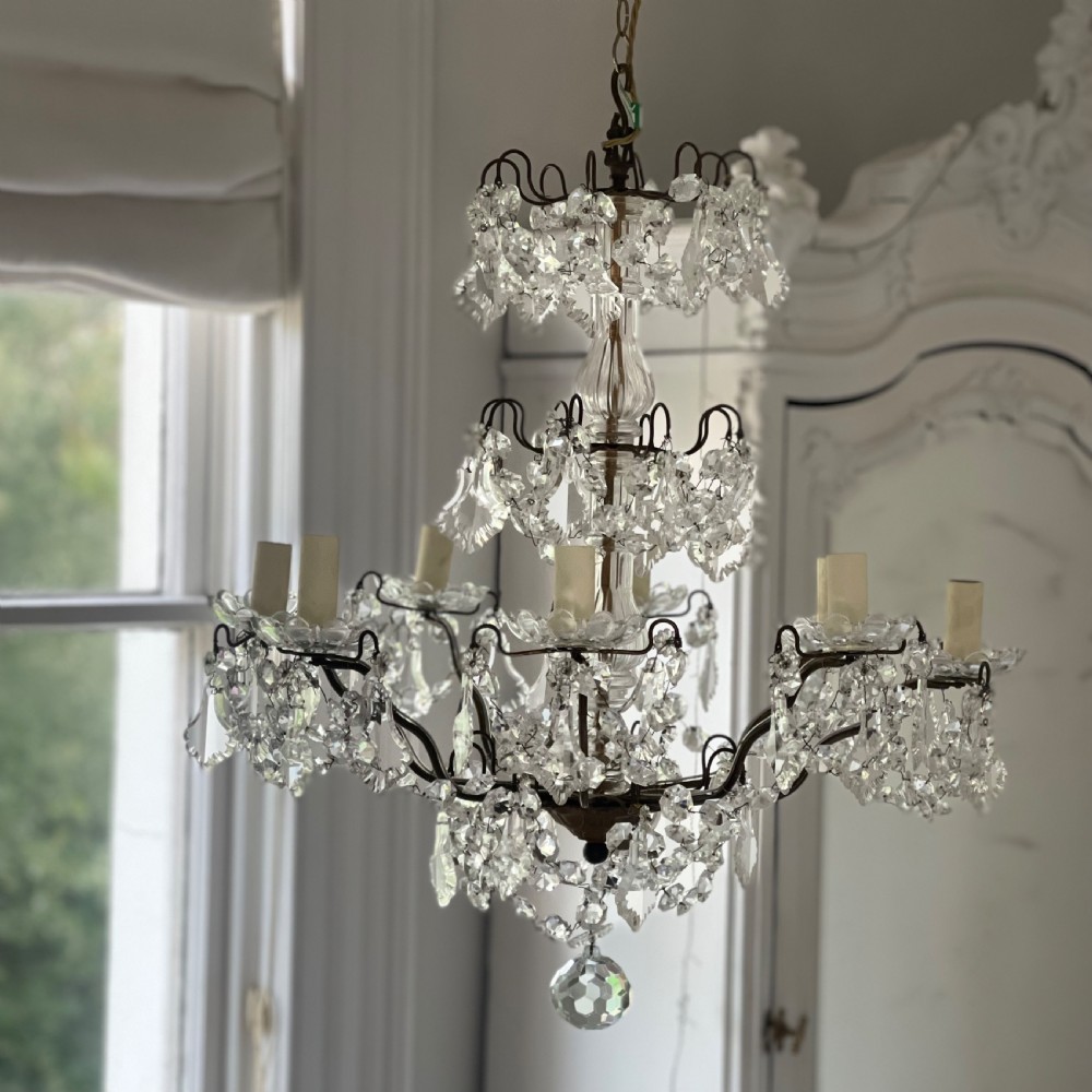 Antique French crystal chandelier- rewired View II