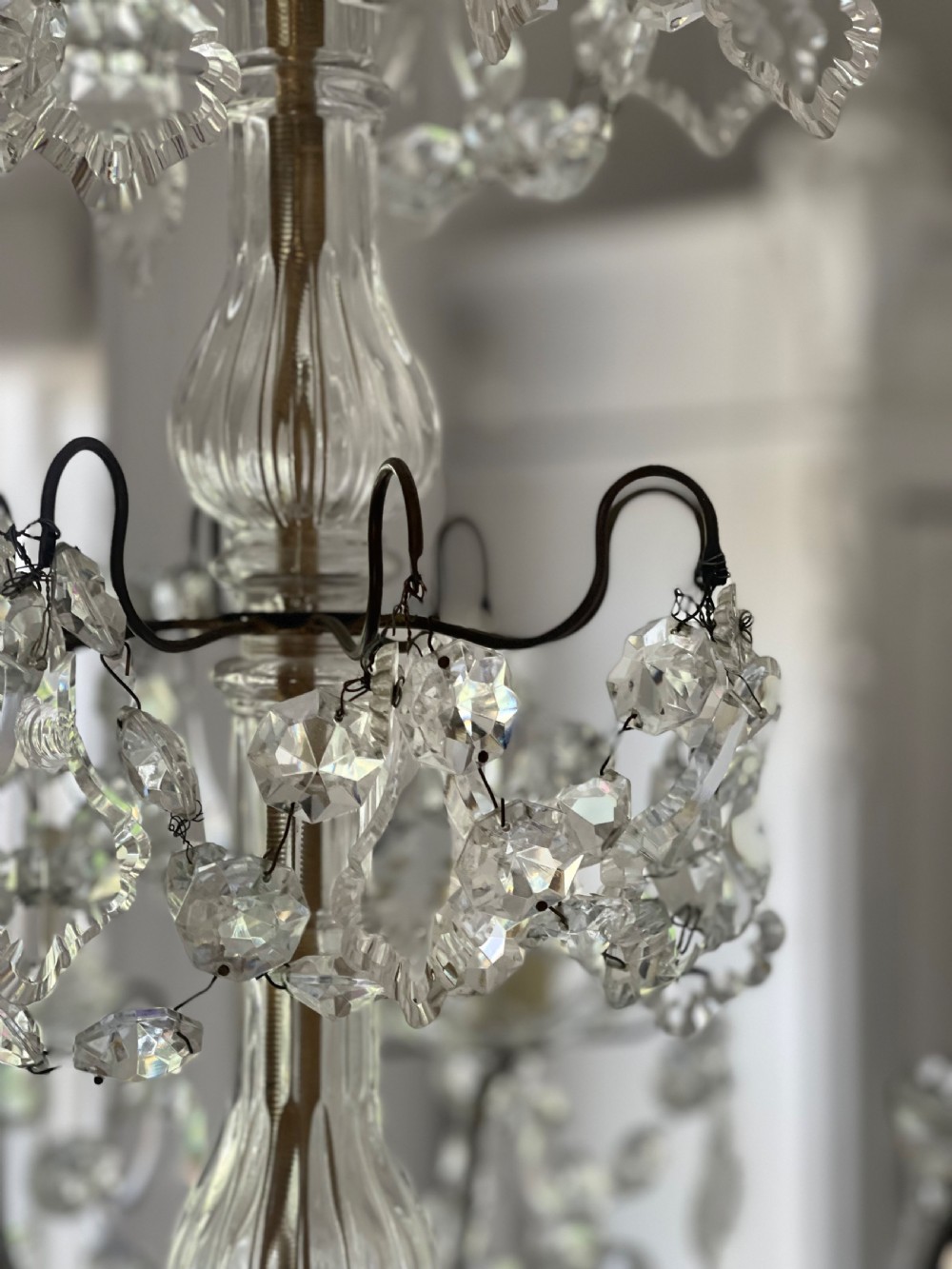 Antique French crystal chandelier- rewired View IV