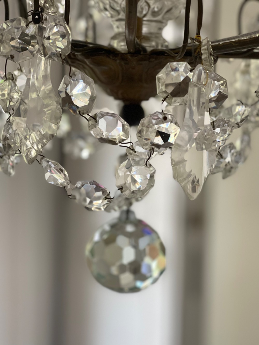 Antique French crystal chandelier- rewired View V
