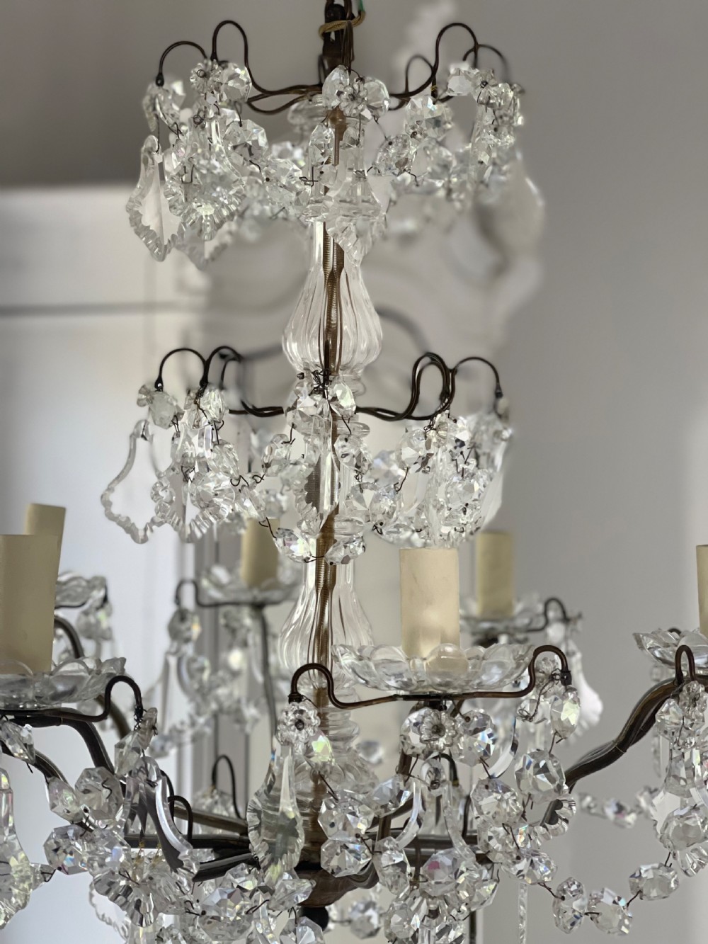 Antique French crystal chandelier- rewired View VIII