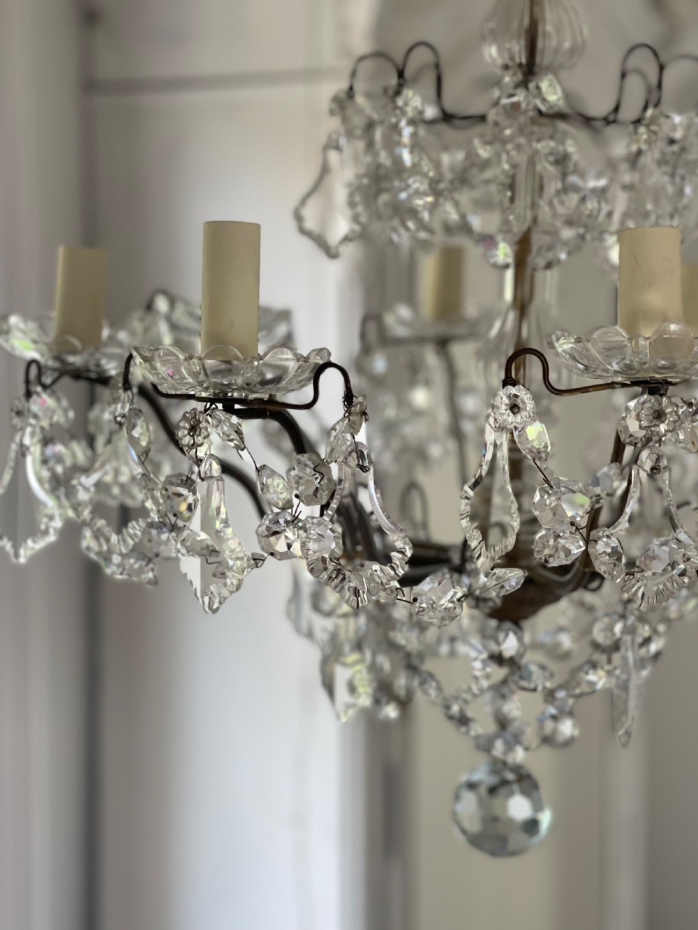 Antique French crystal chandelier- rewired View IX