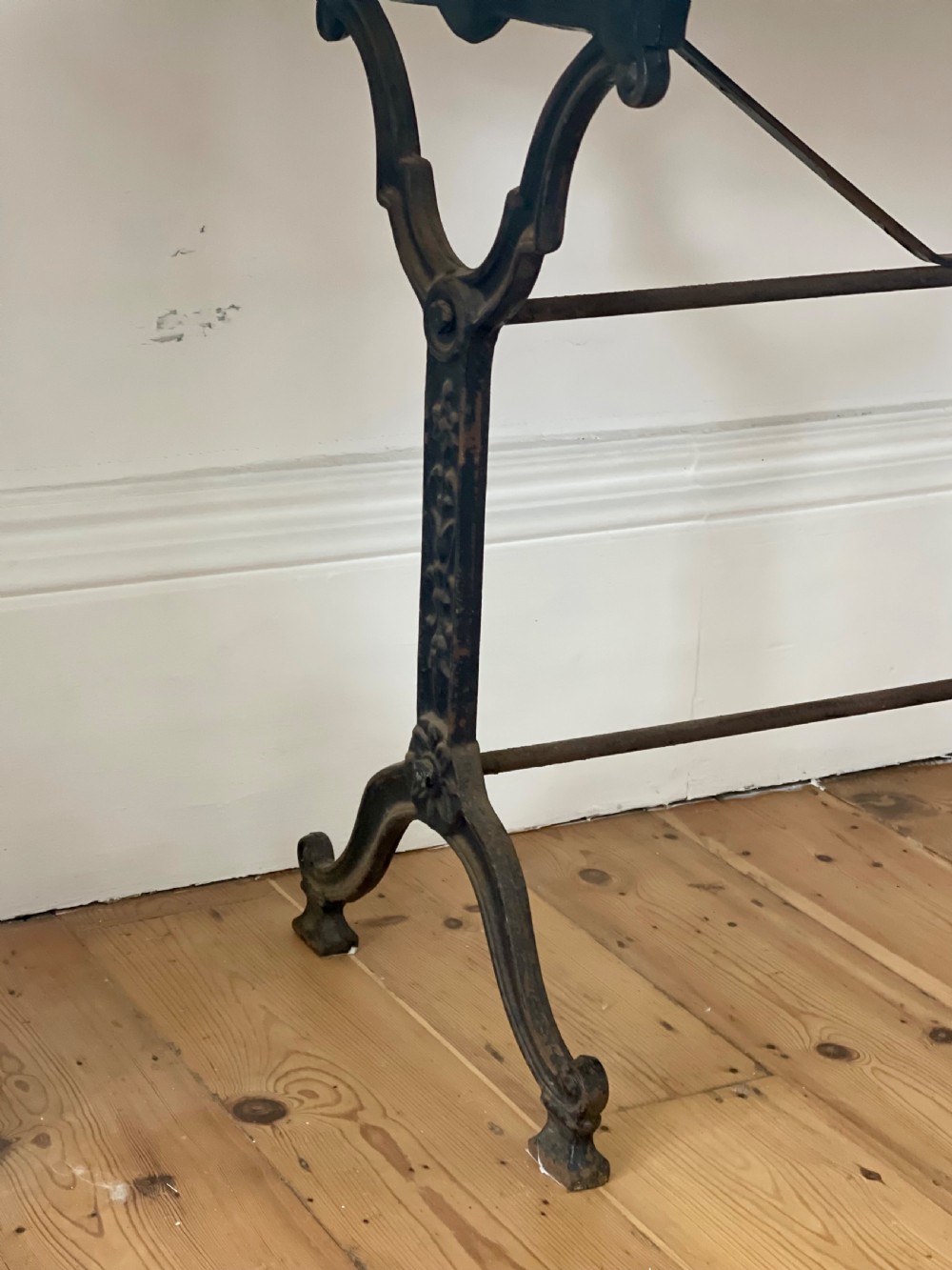 Antique French marble and iron bistro garden table  View II