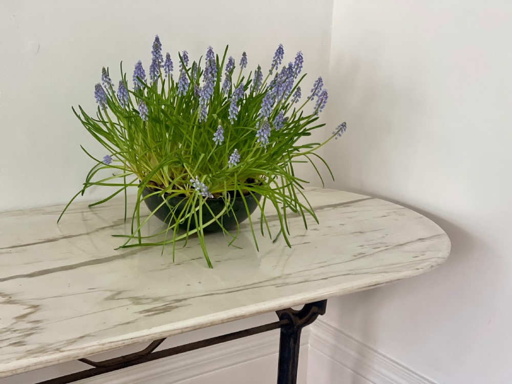 Antique French marble and iron bistro garden table  View VI