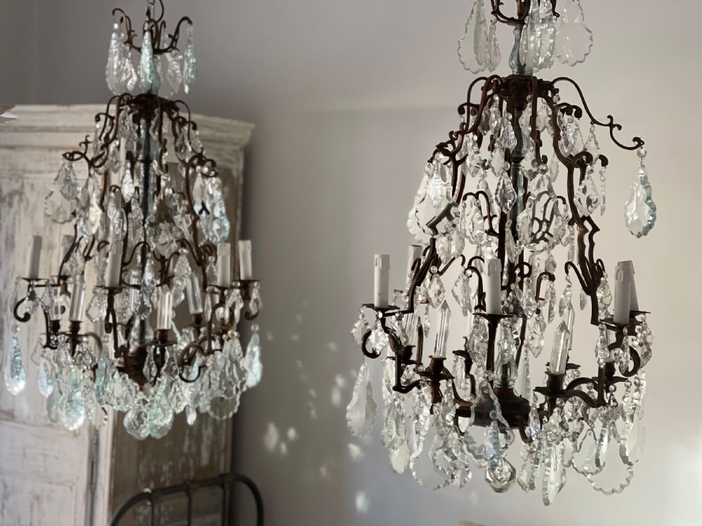 Pair of large French chandeliers
