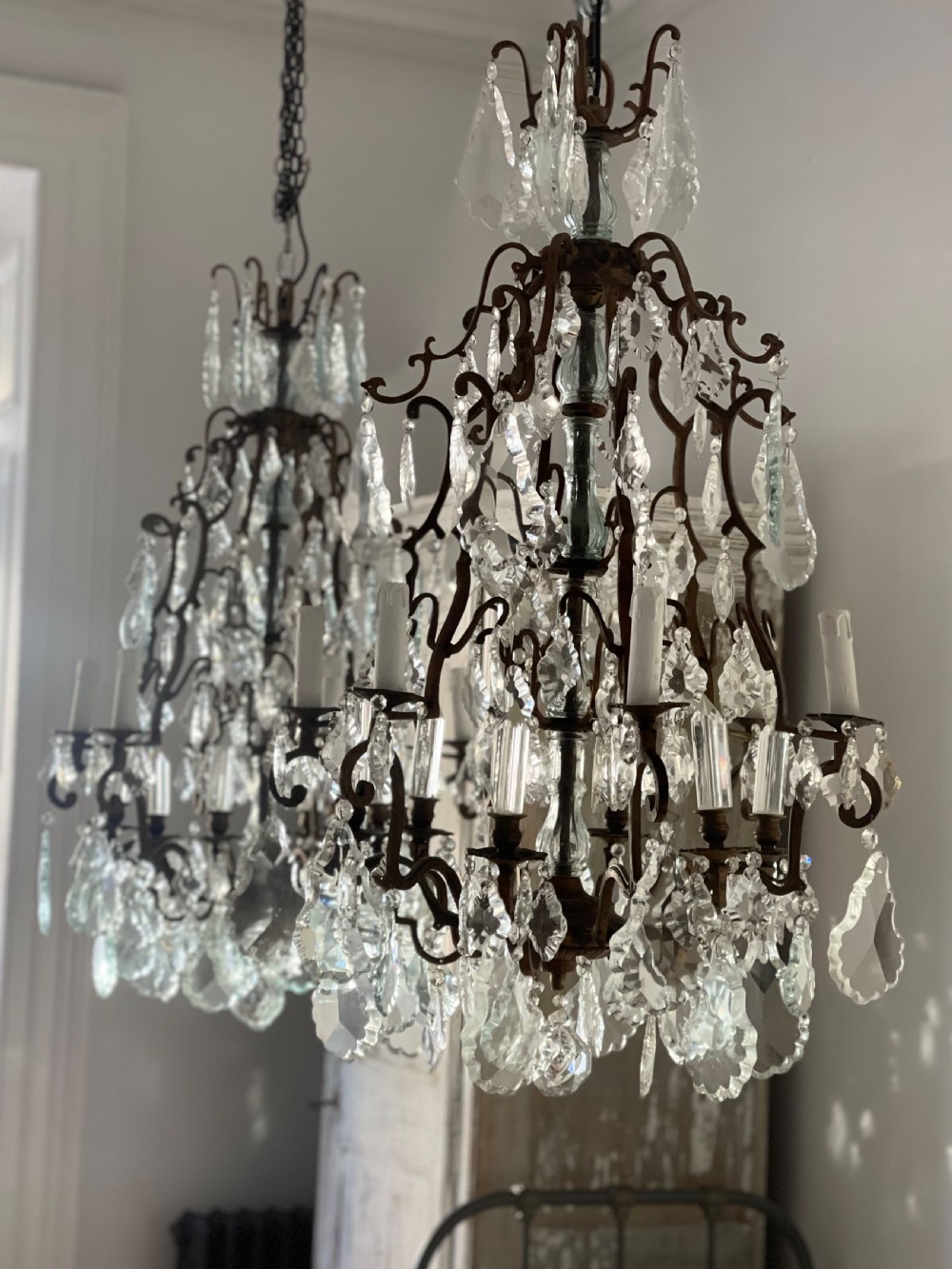 Pair of large French chandeliers View II