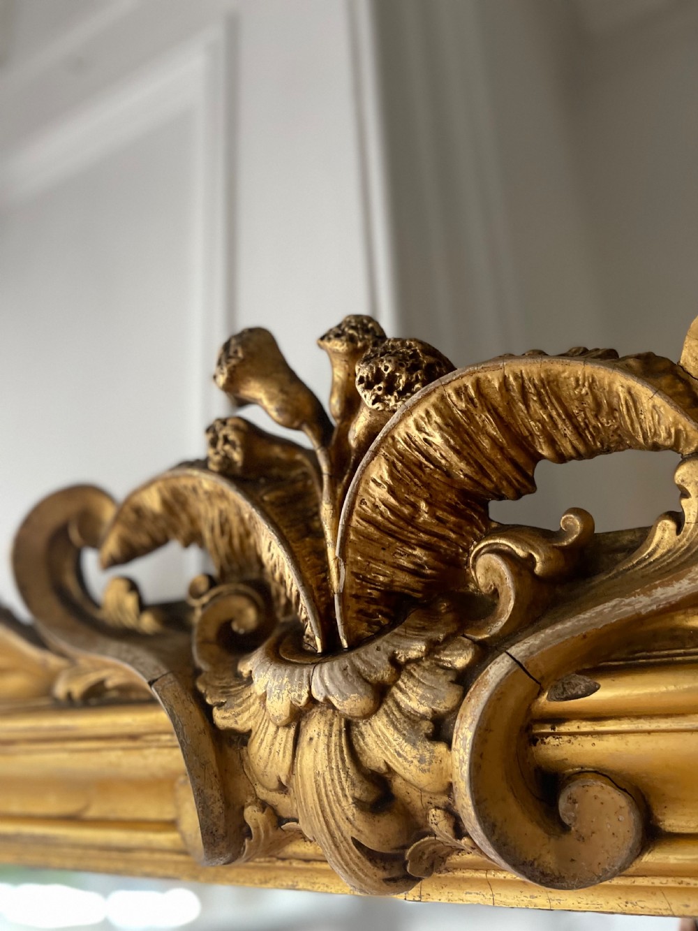 Large antique French gilt leaner mirror View II